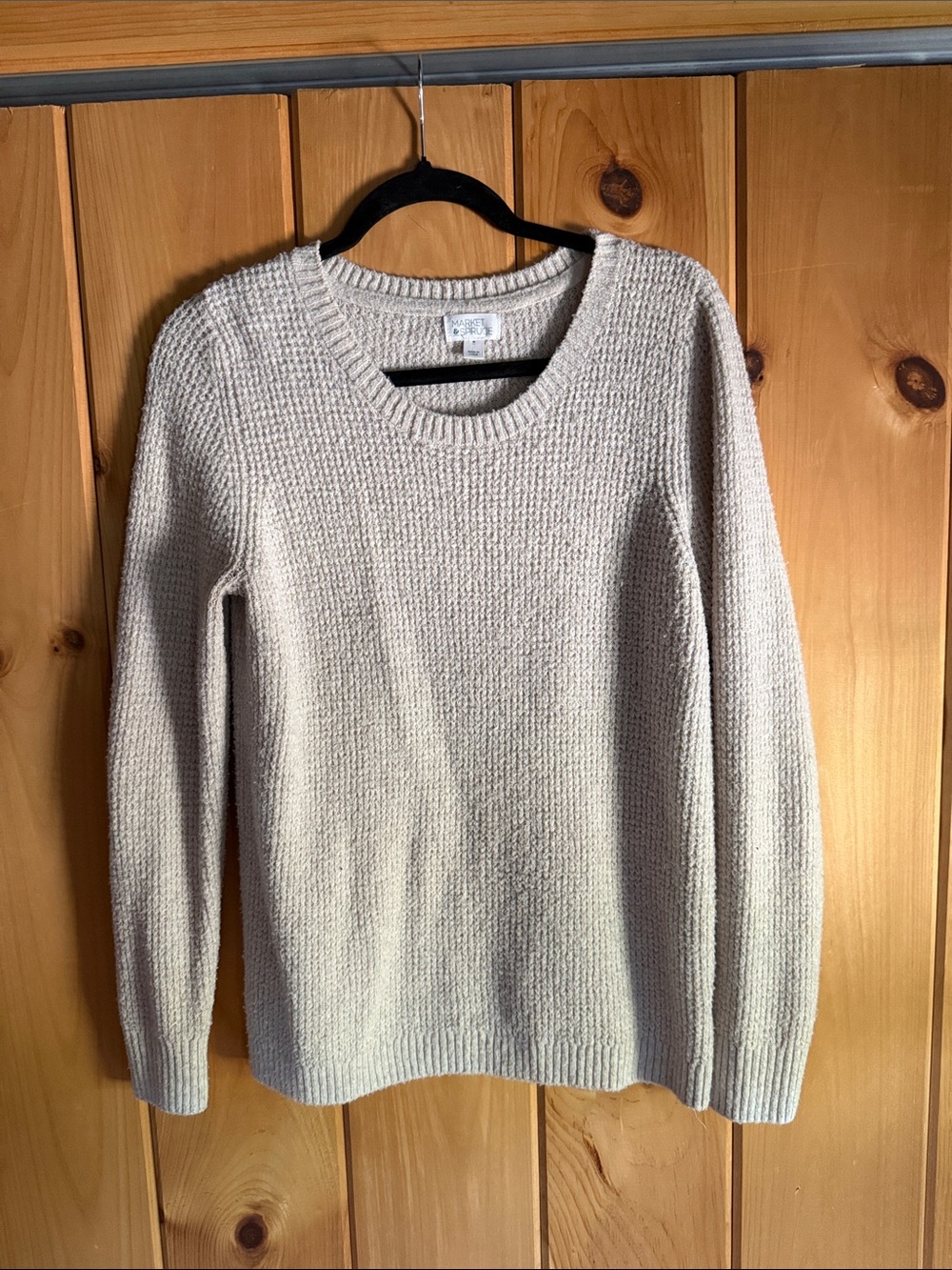 Market & Spruce Cream Ribbed Knit Pullover
